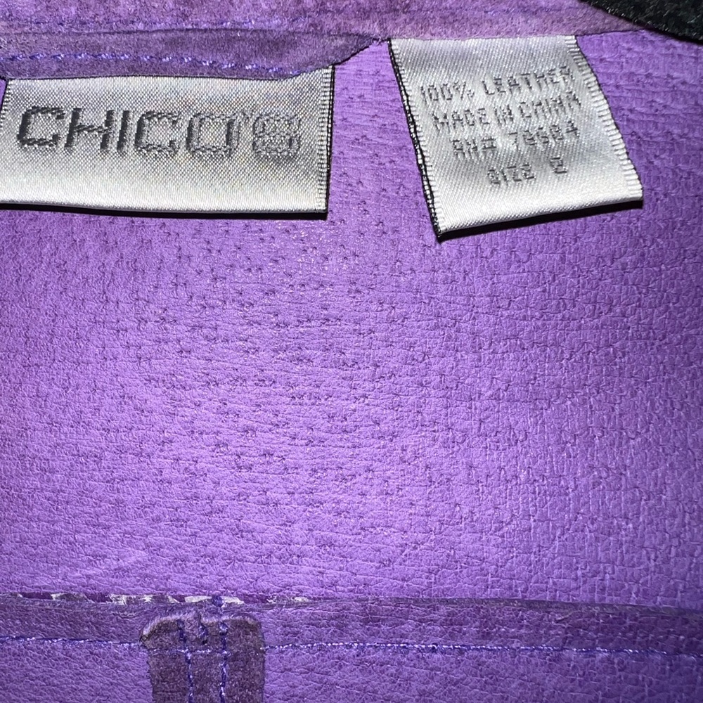 CHICOS PURPLE SUEDE LEATHER JACKET - Picture 3 of 5